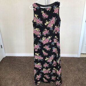 JONES NEW YORK SleevelessTea Length Dress Black/Floral Sz 6 EUC